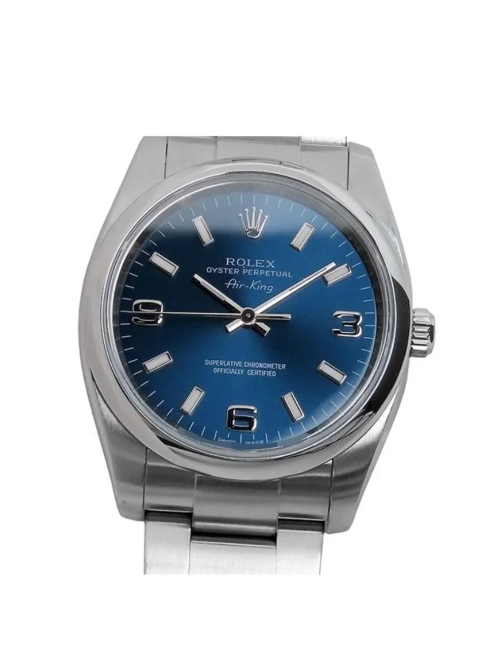 Rolex Air King Blue SS Oyster Bracelet Card Watch Automatic